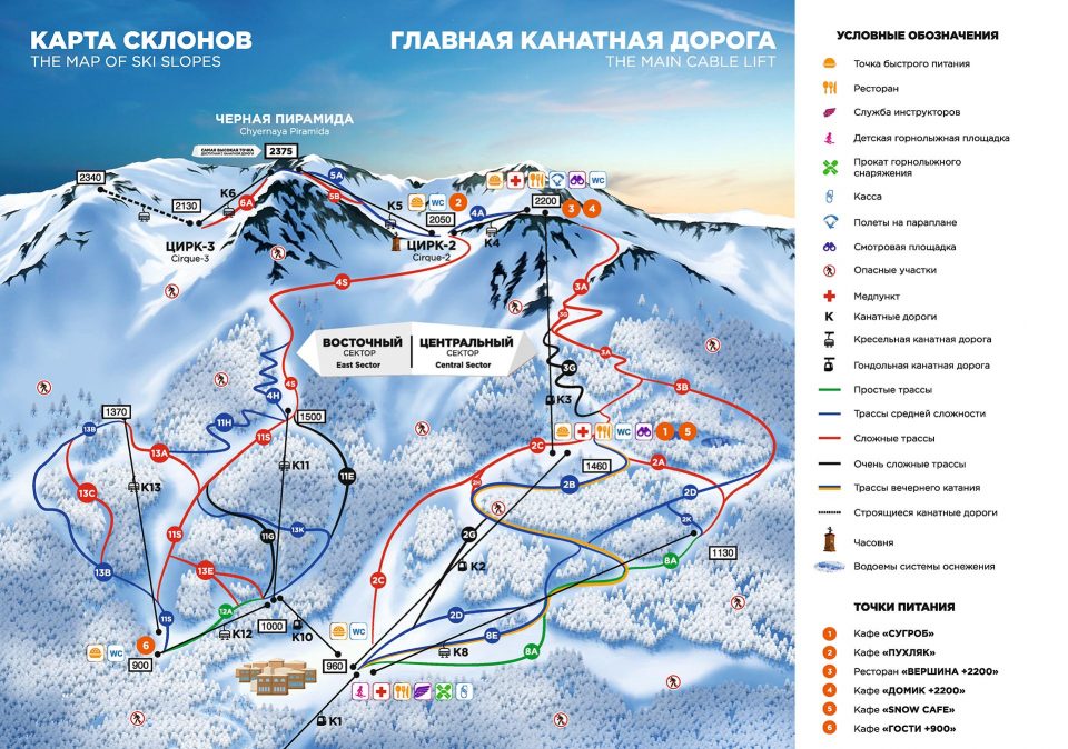Карта трасс горного курорта Горки-Город
